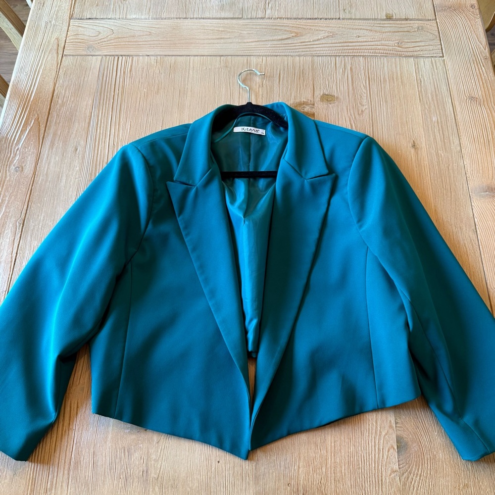 Turquoise cropped Women's Blazer